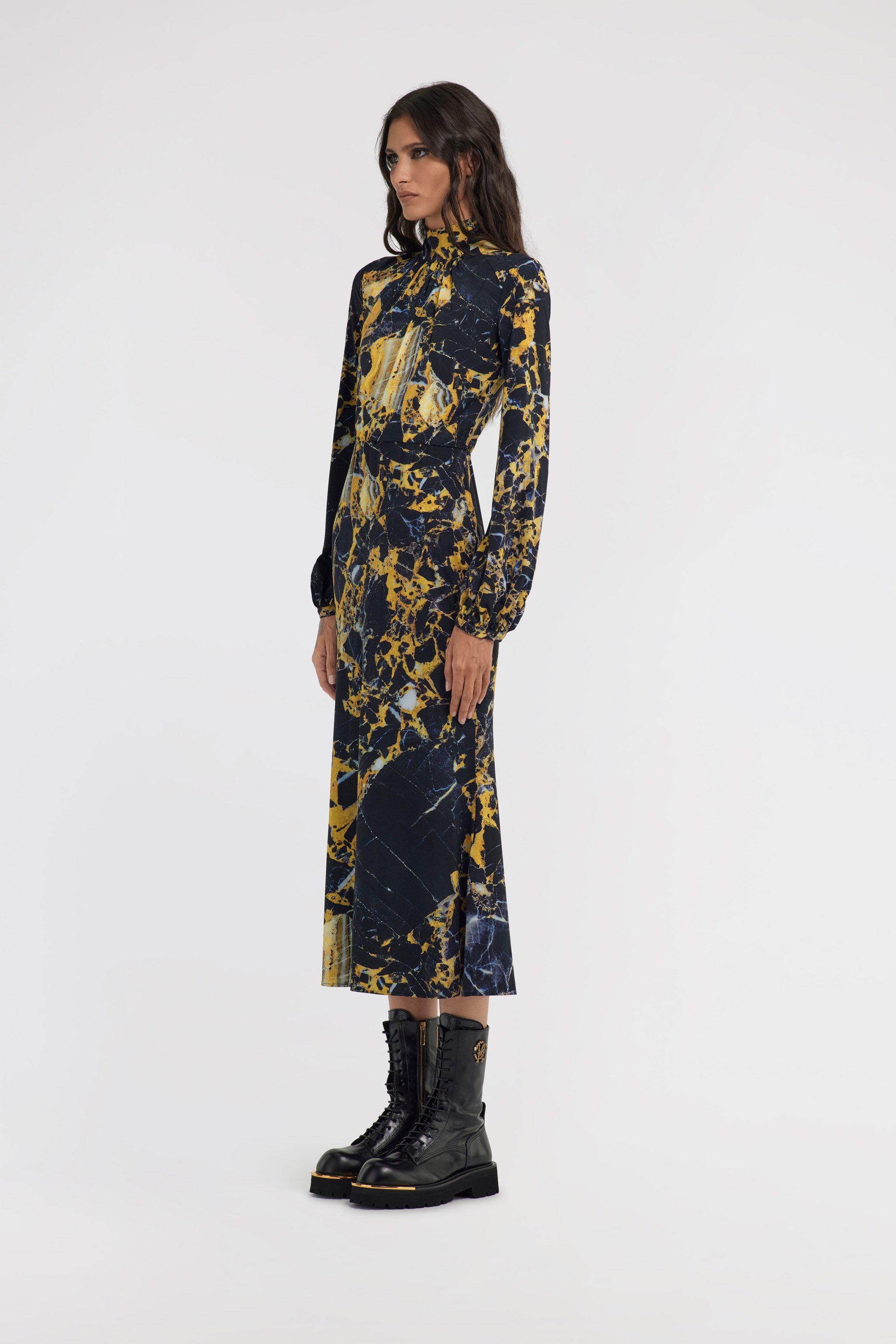 RC Marble Print Dress Gelb TWT136-LNN19