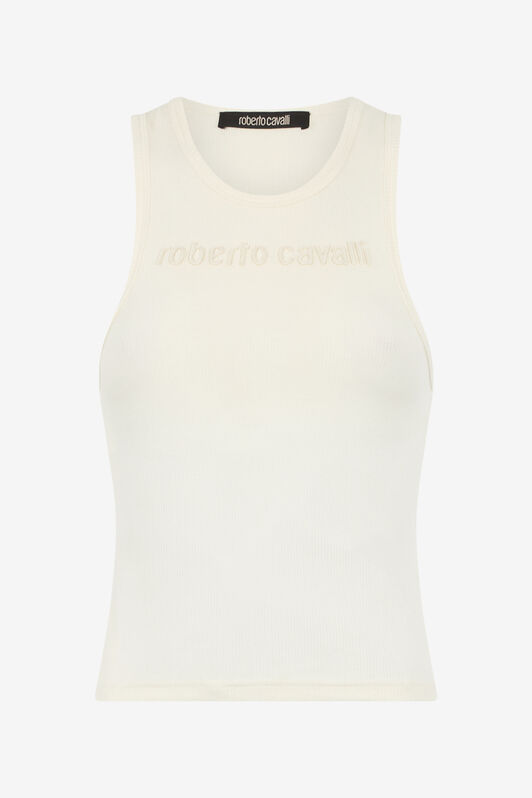 RC Tanktop mit gesticktem Logo Elfenbein UKT64A-JD018