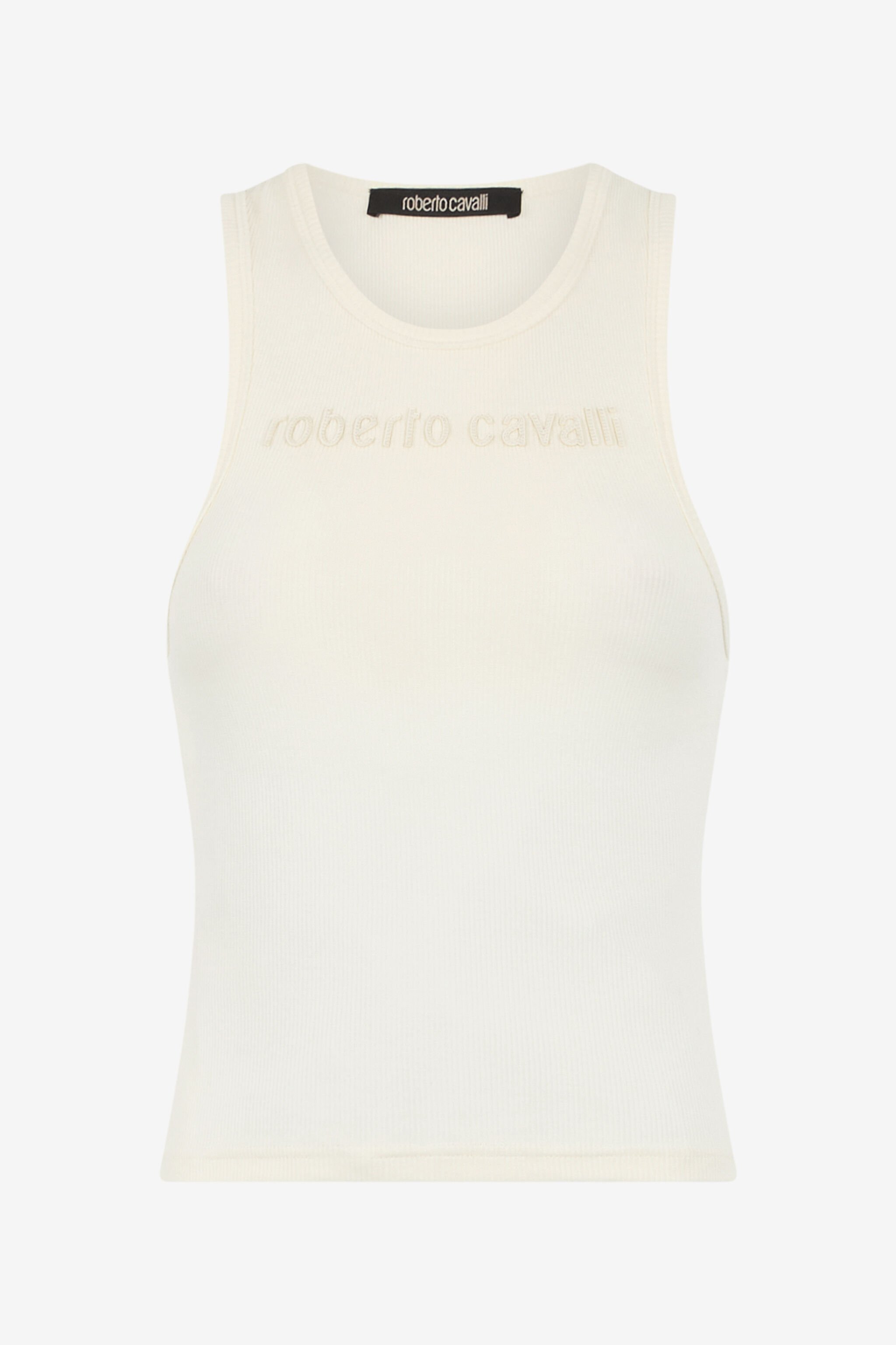 RC Tanktop mit gesticktem Logo Elfenbein UKT64A-JD018