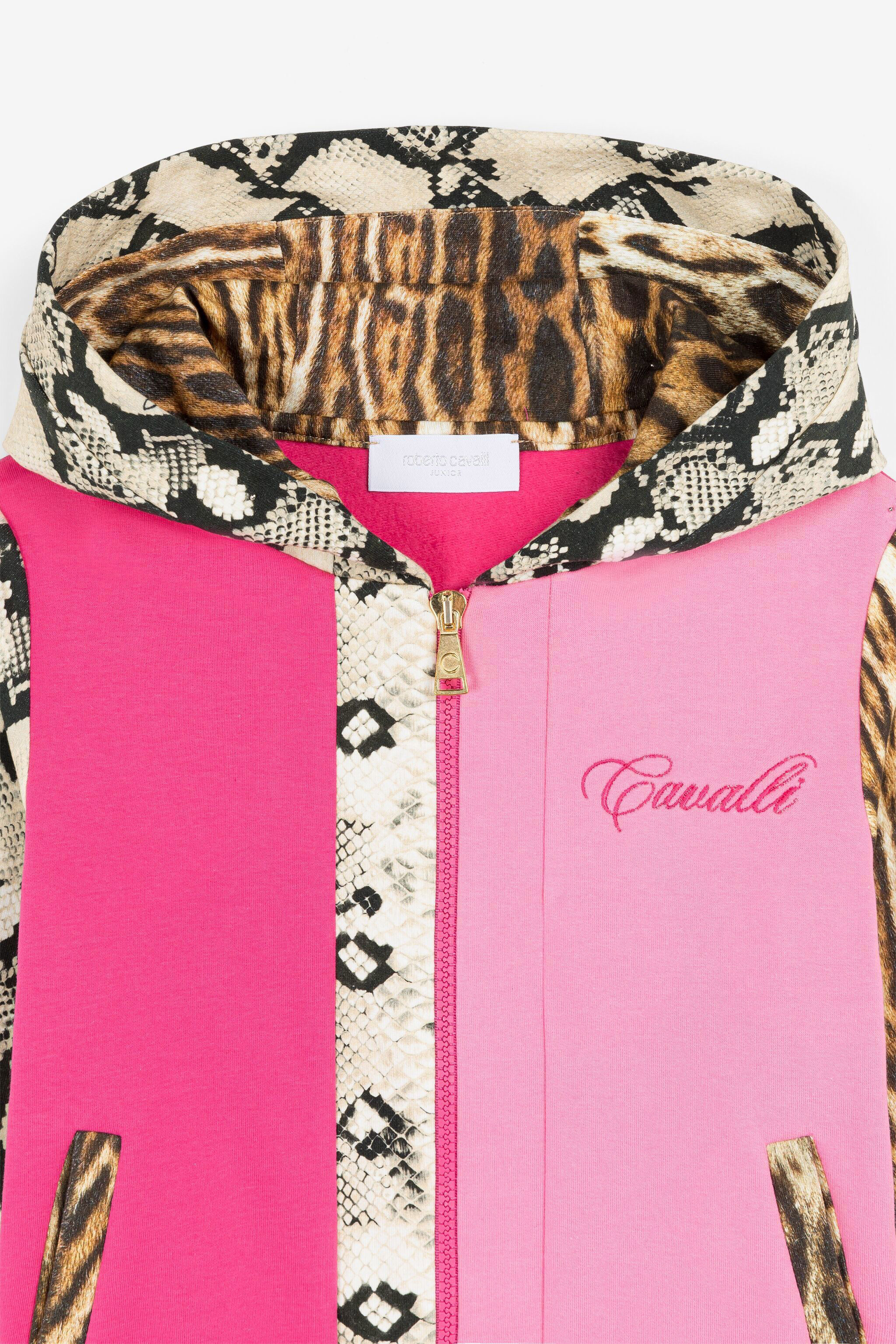 JU Python And Ocelot-Print Zip Hoodie Rosa PJT913-5OE40