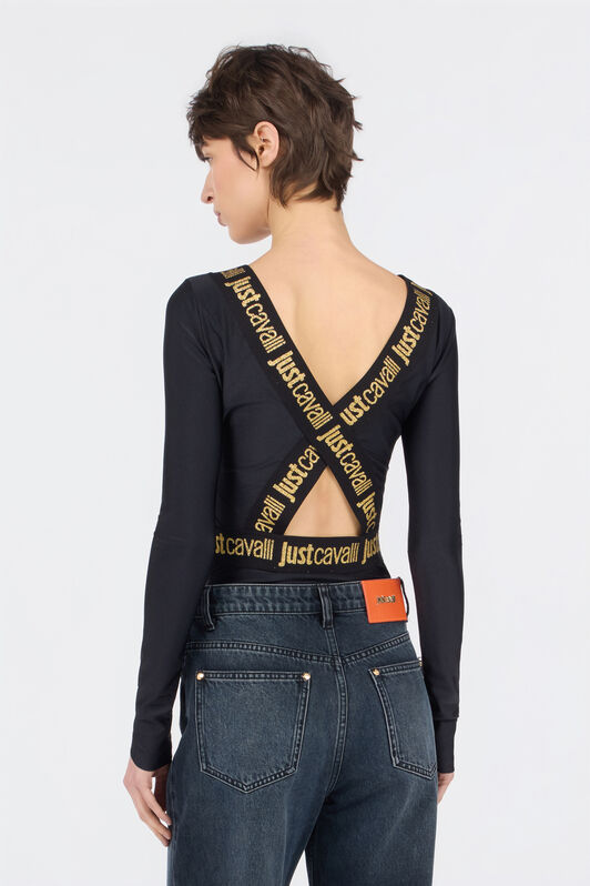 JC Black Fitted Bodysuit with Logo BLACK RKT921-RK428