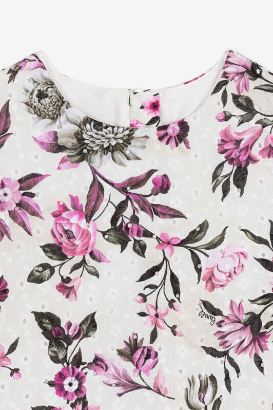 JU Flower-Print Broderie Anglaise Romper Set Pink OJT137-RP018