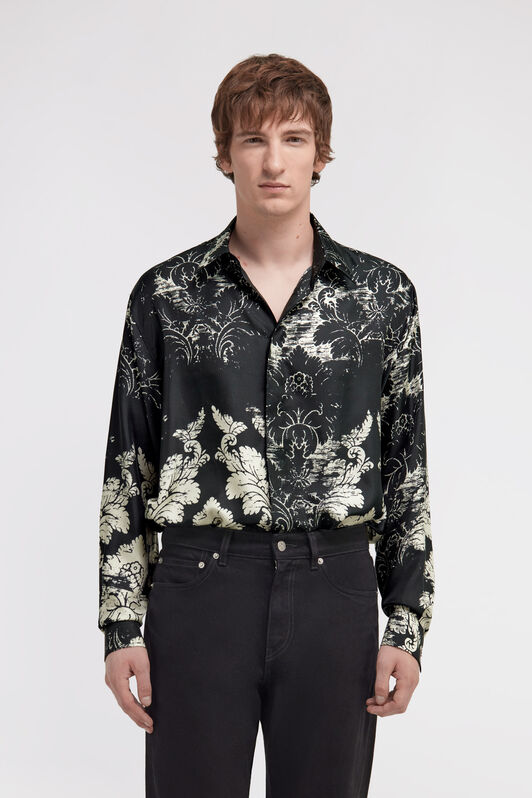 RC Camicia in seta con stampa Broccato Nero TRT713-4QN14