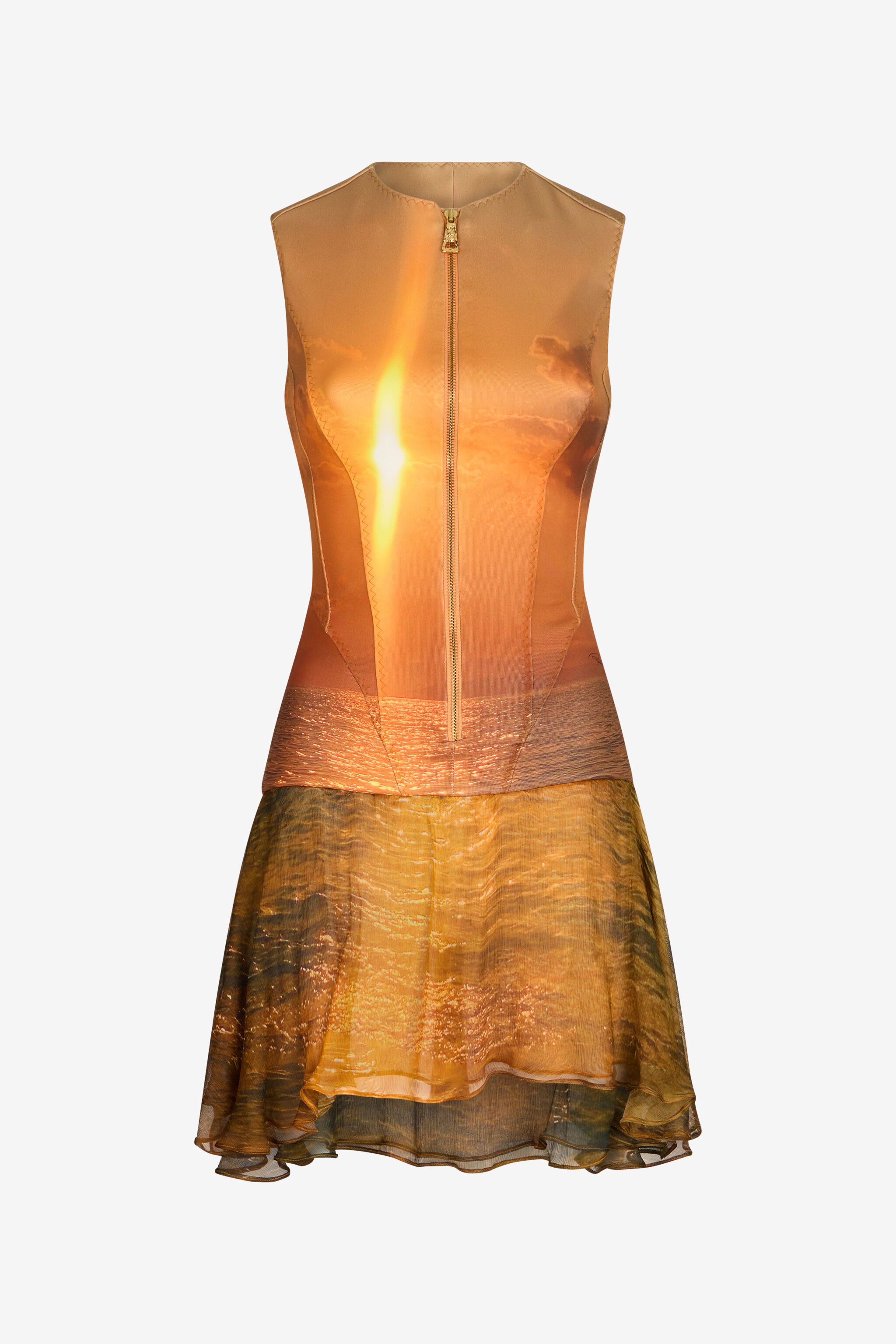 RC Sunset Print Short Dress Orange UWT113-JMN97