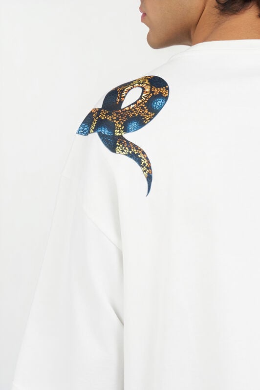 RC Oversized T-shirt with Snake Print RC Oversized T-shirt with Snake Print WHITE WRT62B-JD060