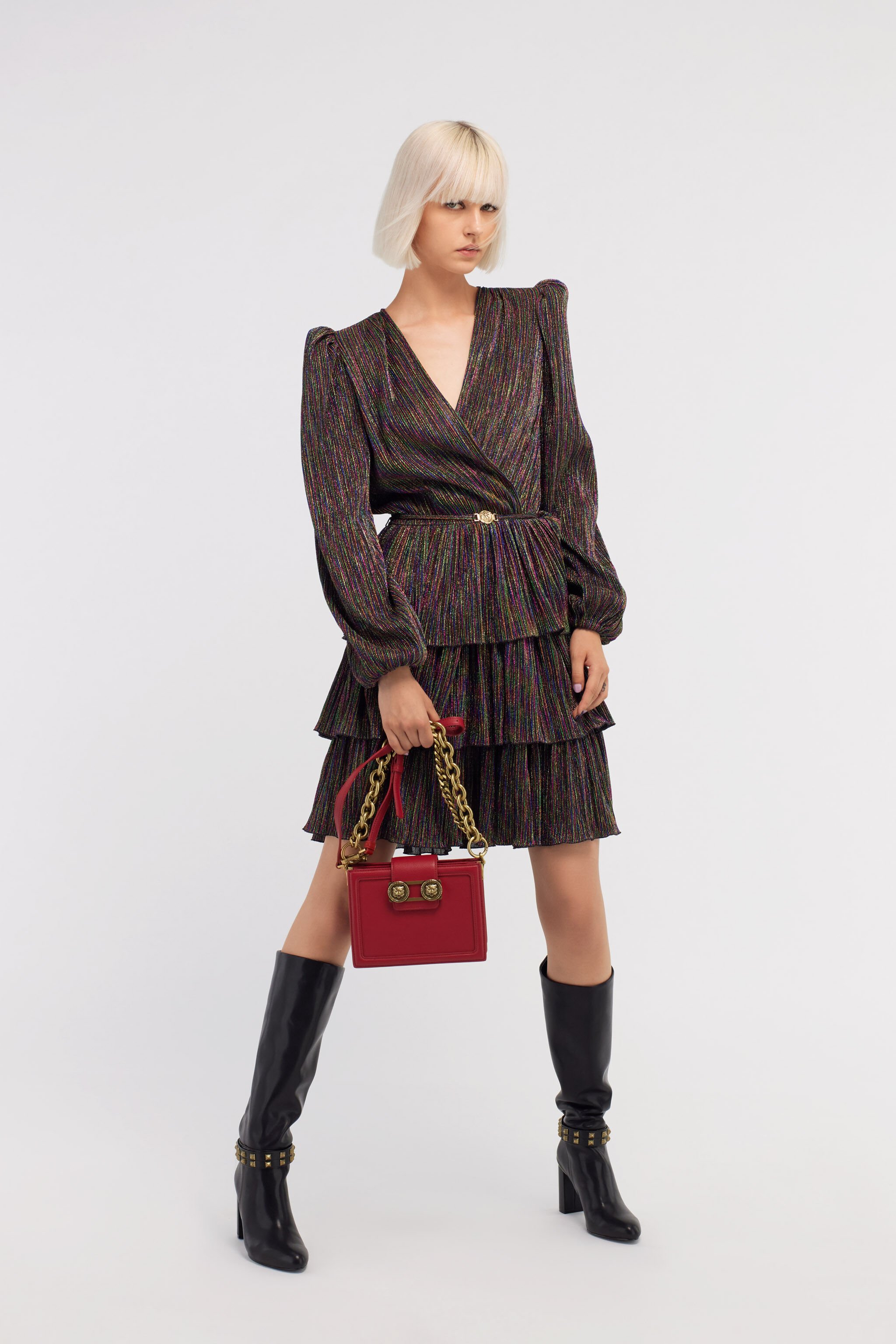 JC Midi Dress with Flounces BLACK RKT958-RK467