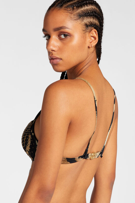 UG Top de bikini con estampado Freedom y cristales MARRONE/NATURALE NYW05C-HVB79