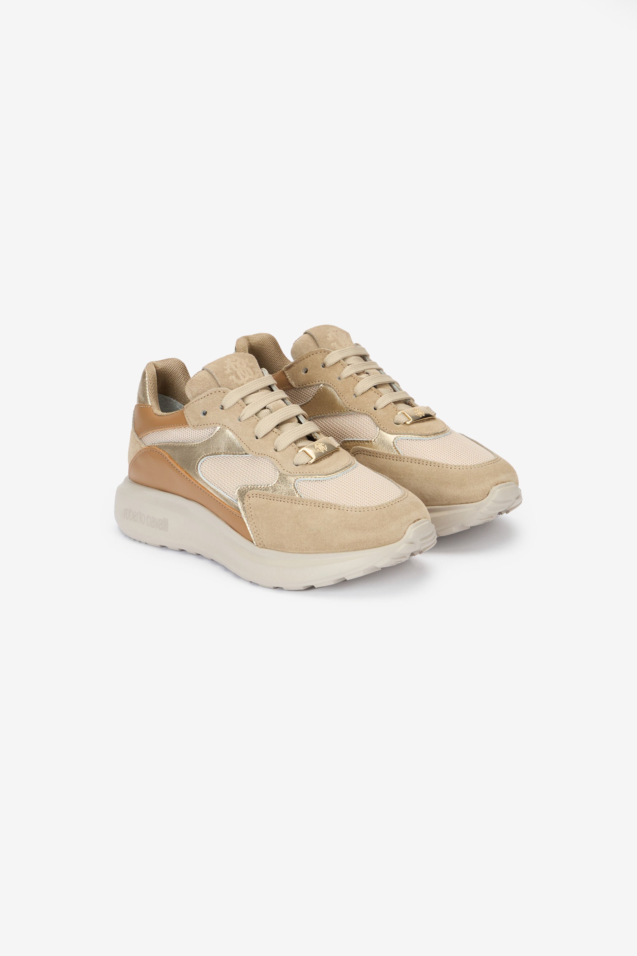 RC Sneakers Mit Schnürung Und Verschiedenen Einsätzen Hellbraun POS01A-PZO02