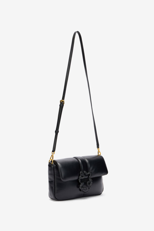 JC Rectangular Bag With Mirror Snake BLACK UFB051-UF420