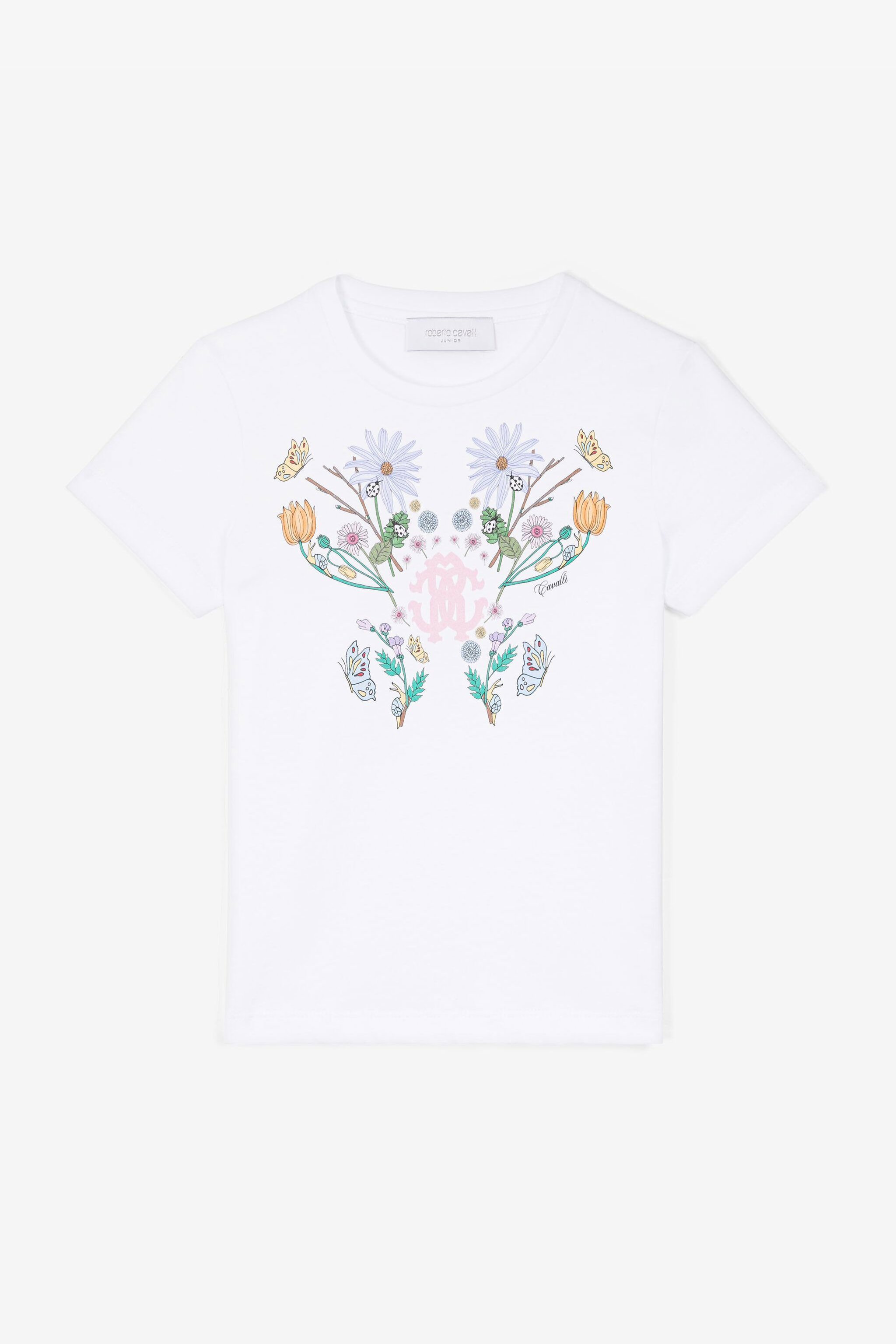 JU Floral RC Monogram-Print Cotton T-Shirt White RJT60X-JD001