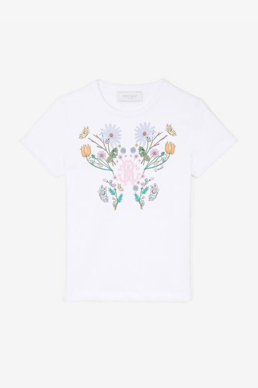 JU Floral RC Monogram-Print Cotton T-Shirt JU Floral RC Monogram-Print Cotton T-Shirt White RJT60X-JD001