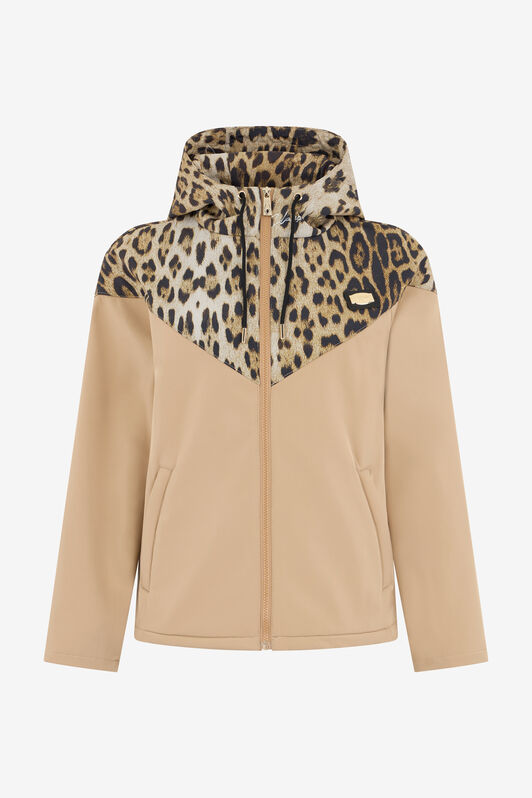 CL Blouson Bomber à Capuche en Imprimé Léopard CL Blouson Bomber à Capuche en Imprimé Léopard Gold/Natural RXT40J-SB001