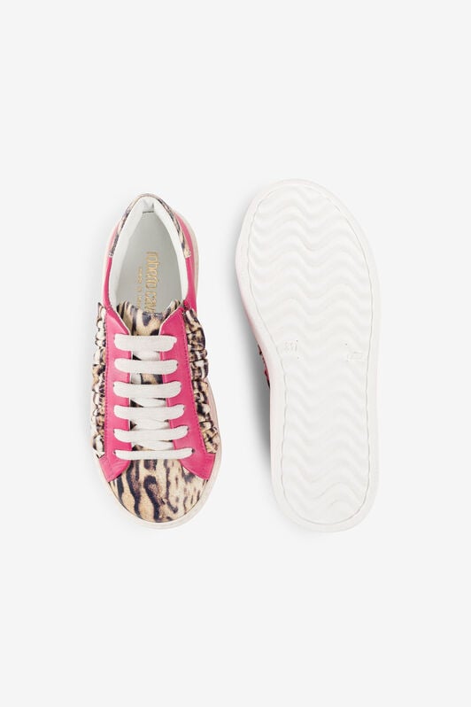 JU Ruffled Ocelot-Print Sneakers Fuchsia PJS034-PN003