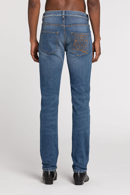 RC Jean slim à motif Mirror Snake brodé Bleu foncé RRJ251-DS002