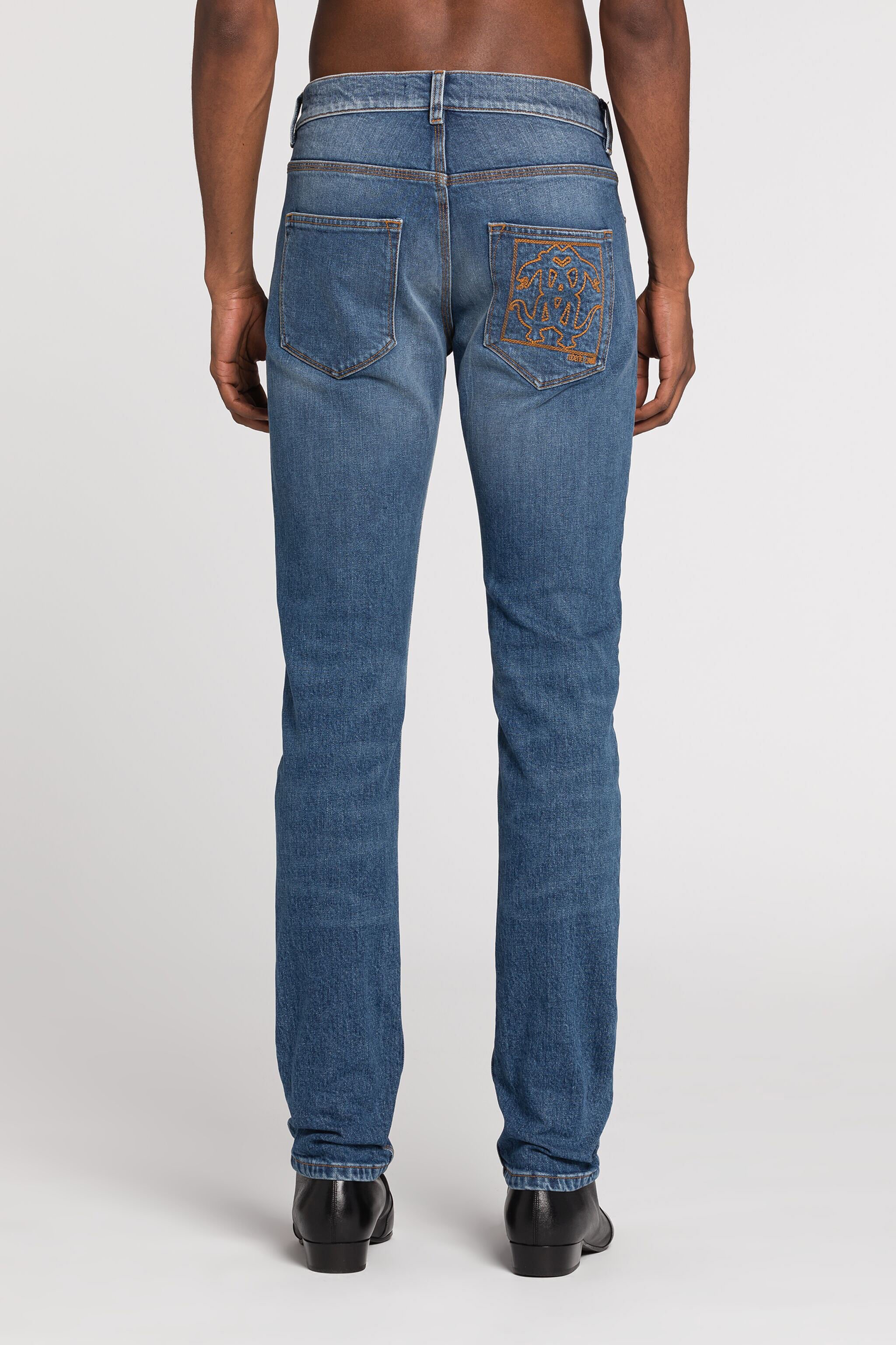 RC Jean slim à motif Mirror Snake brodé Bleu foncé RRJ251-DS002