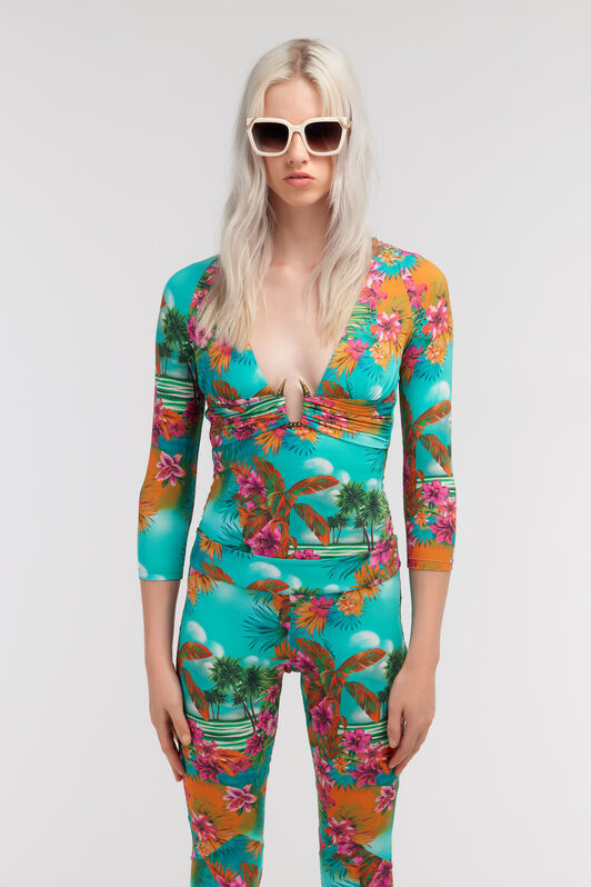RC Hawaii print top Light blue SKT607-LNI84