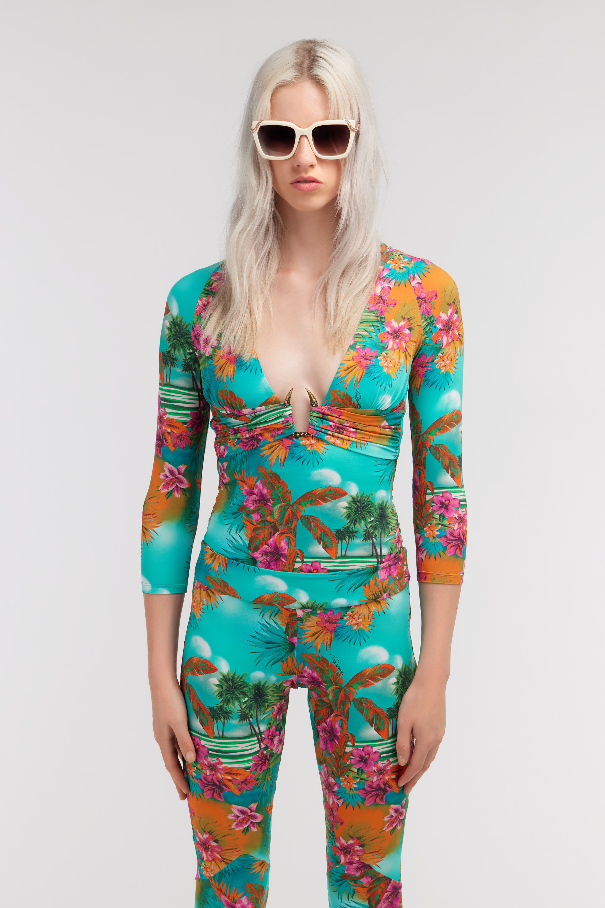RC Hawaii print top Light blue SKT607-LNI84