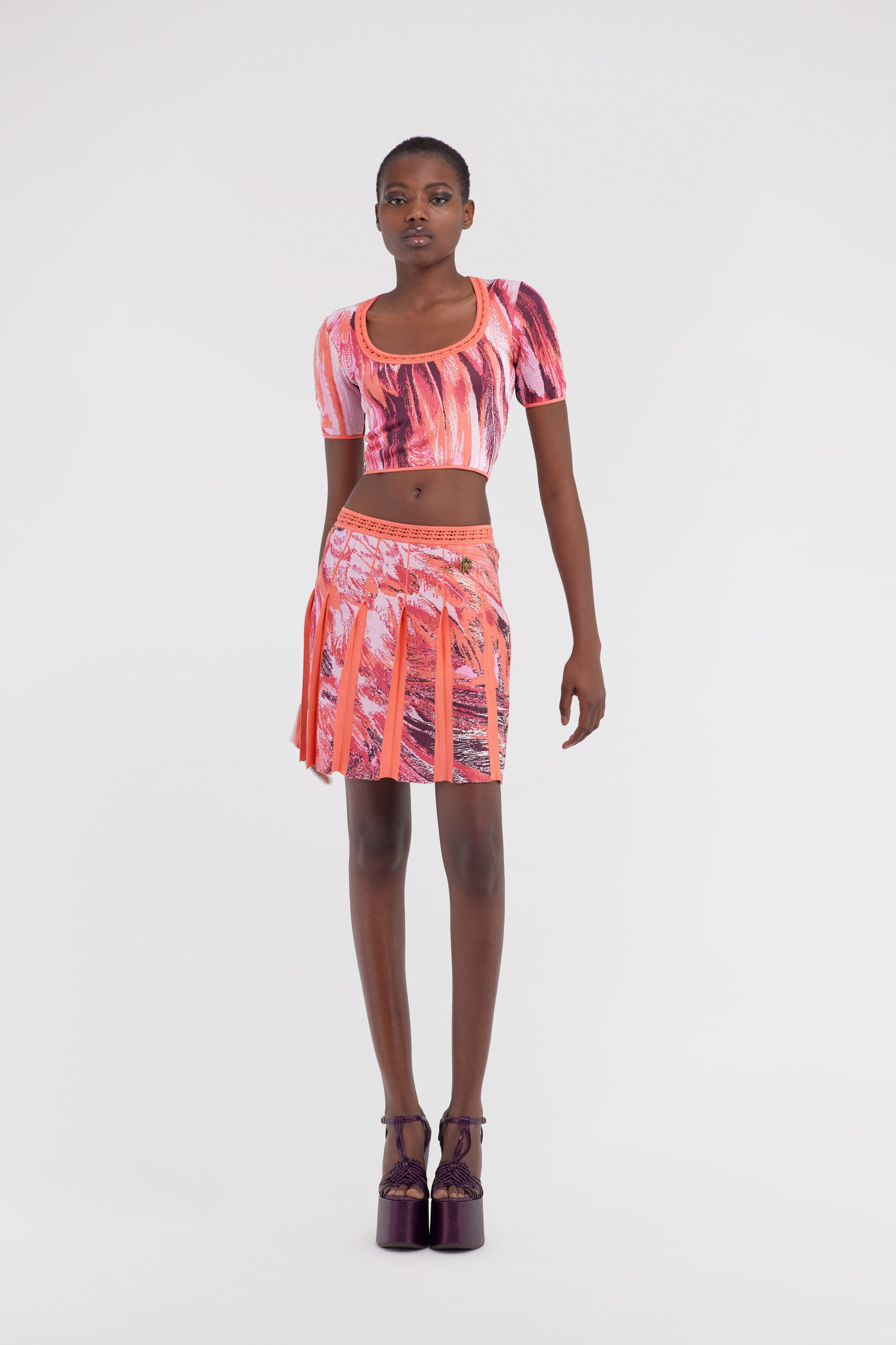RC Plumage print knitwear skirt Fucsia SWM300-MI150