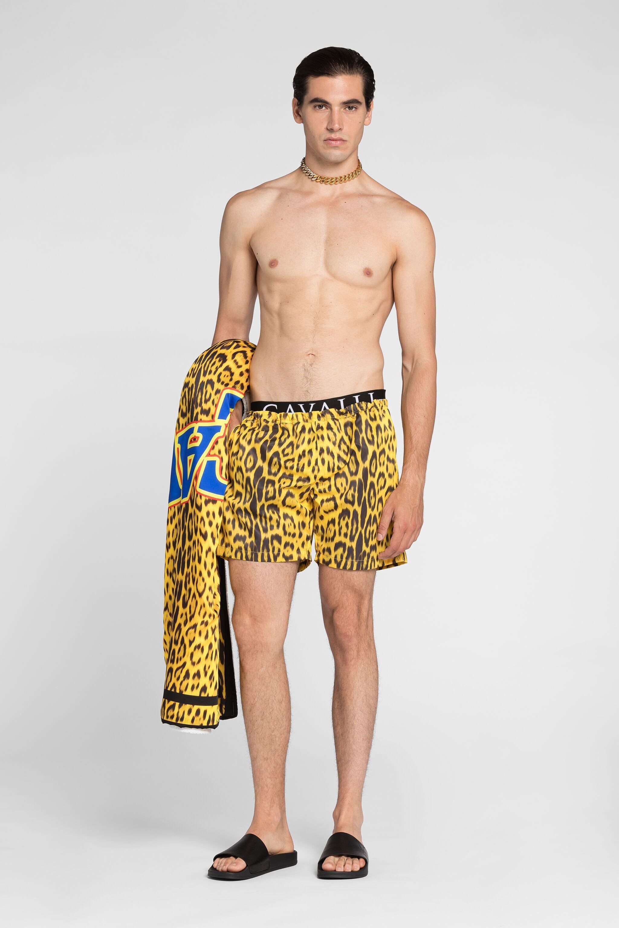 RC Leopard-print swim shorts Yellow QRH00L-5RF53