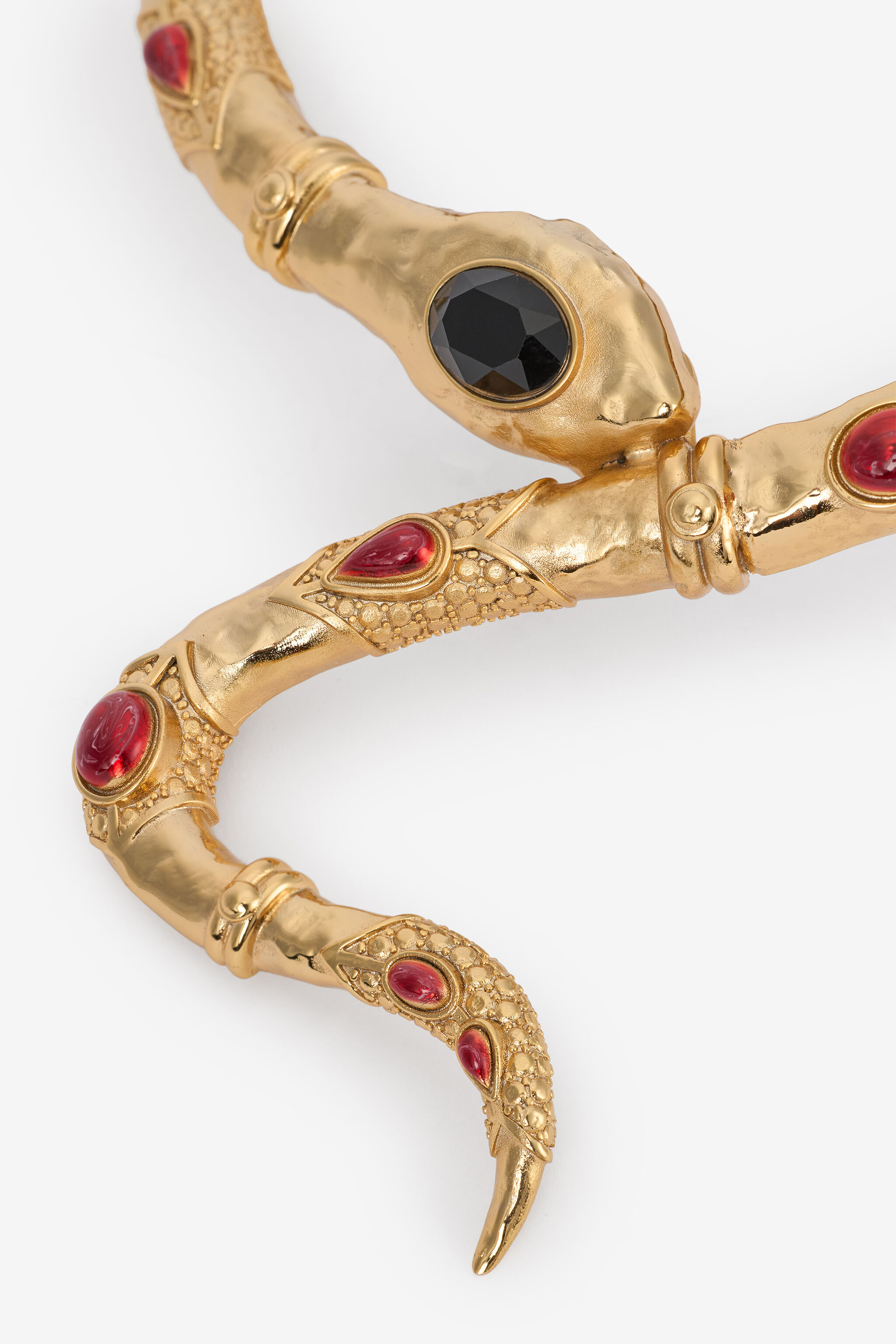 RC Golden Snake Necklace With Black Stones And Ruby ORO/NERO/RUBINO VWG010-AM081