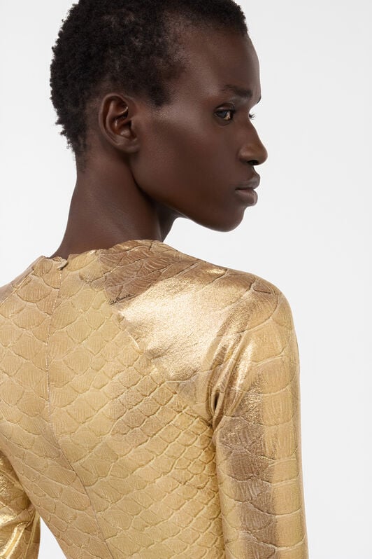 RC Abito Midi Beige Dorato Con Stampa Squame BEIGE/GOLD WWT111-OOS31