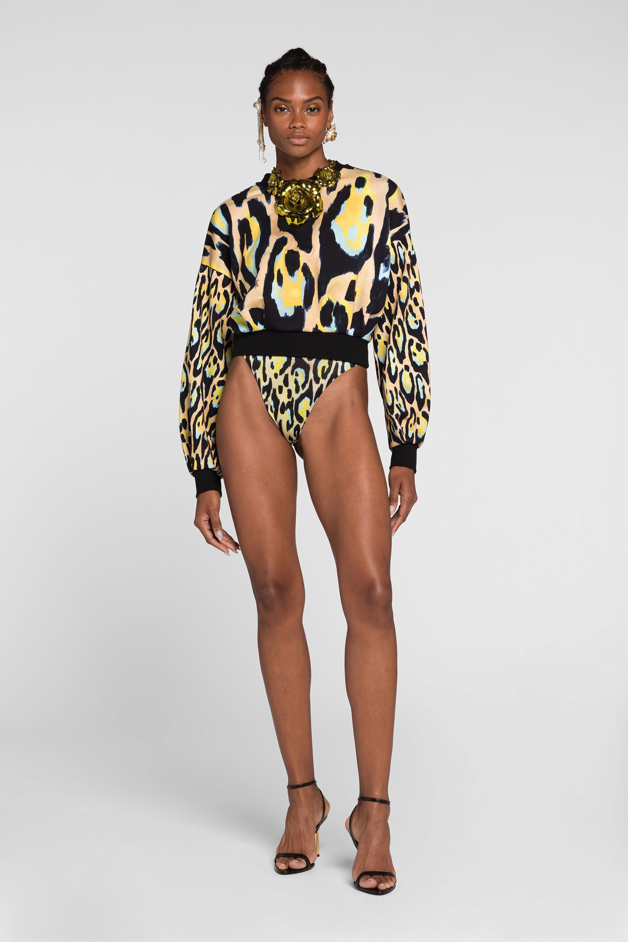 RC Leopard Print Sweatshirt Giallo QKT68C-5OF54