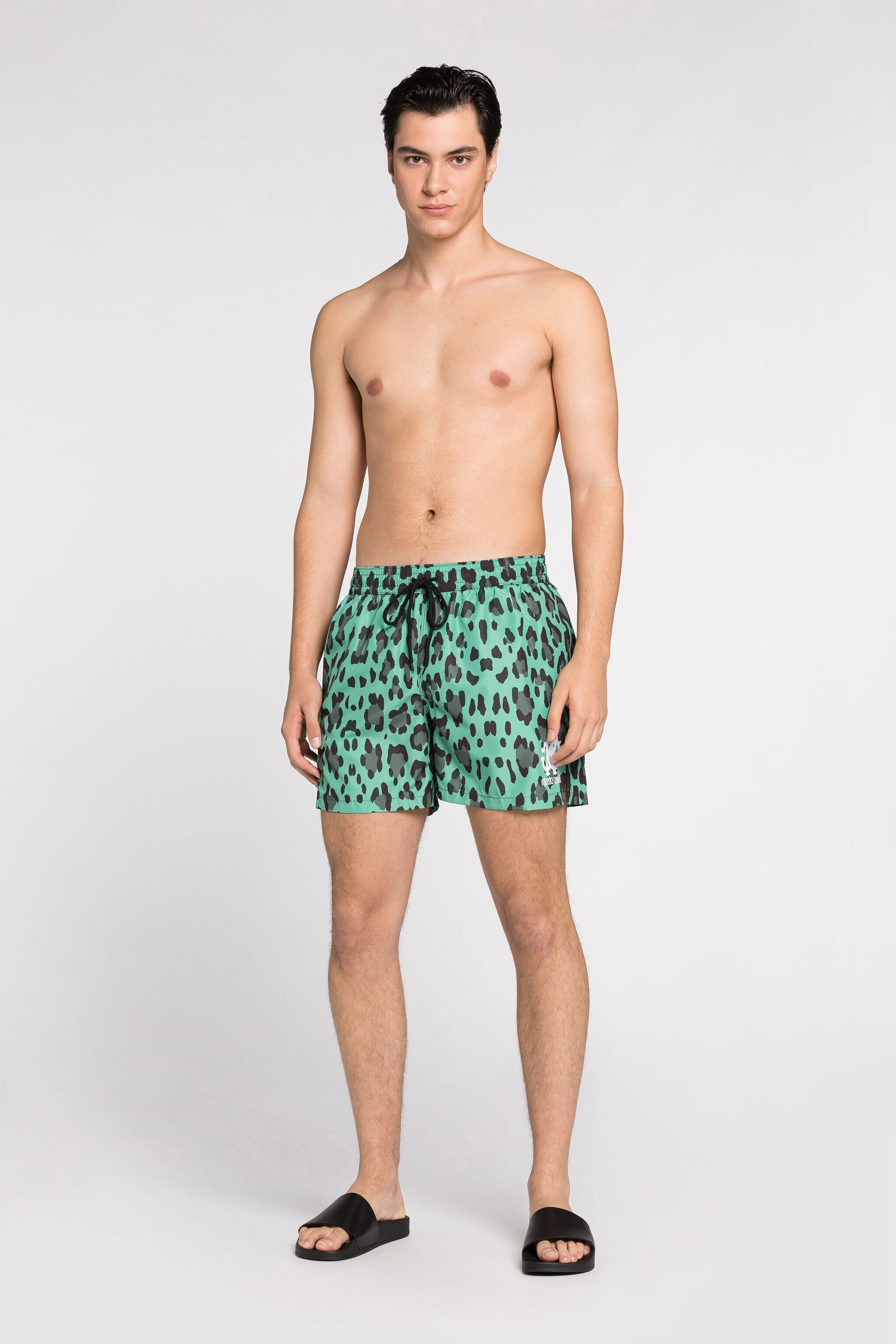 RC Leopard-Print Logo Swim Shorts Green JSH00A-7GG65