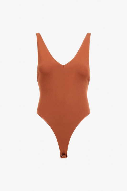 RC Rust V Neck Bodysuit Brown SWM607-MI009