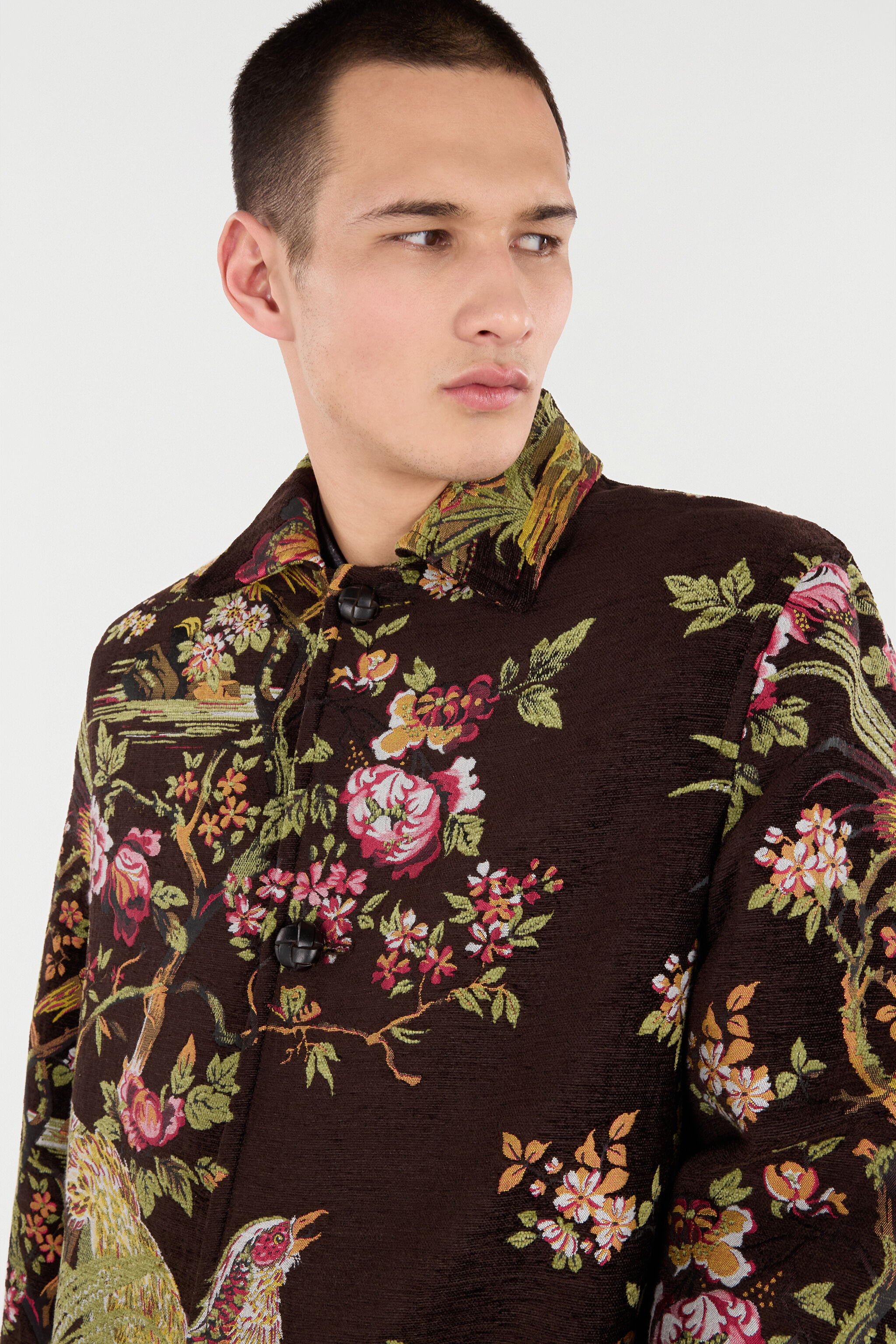 RC Cappotto In Misto Lana Con Paesaggio Naturale Marrone VRT520-FY103