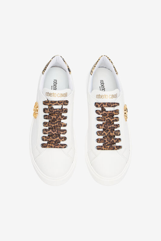 RC White Sneaker With Leopard Print And RC Monogram RC White Sneaker With Leopard Print And RC Monogram WHITE QOS01J-PZO13