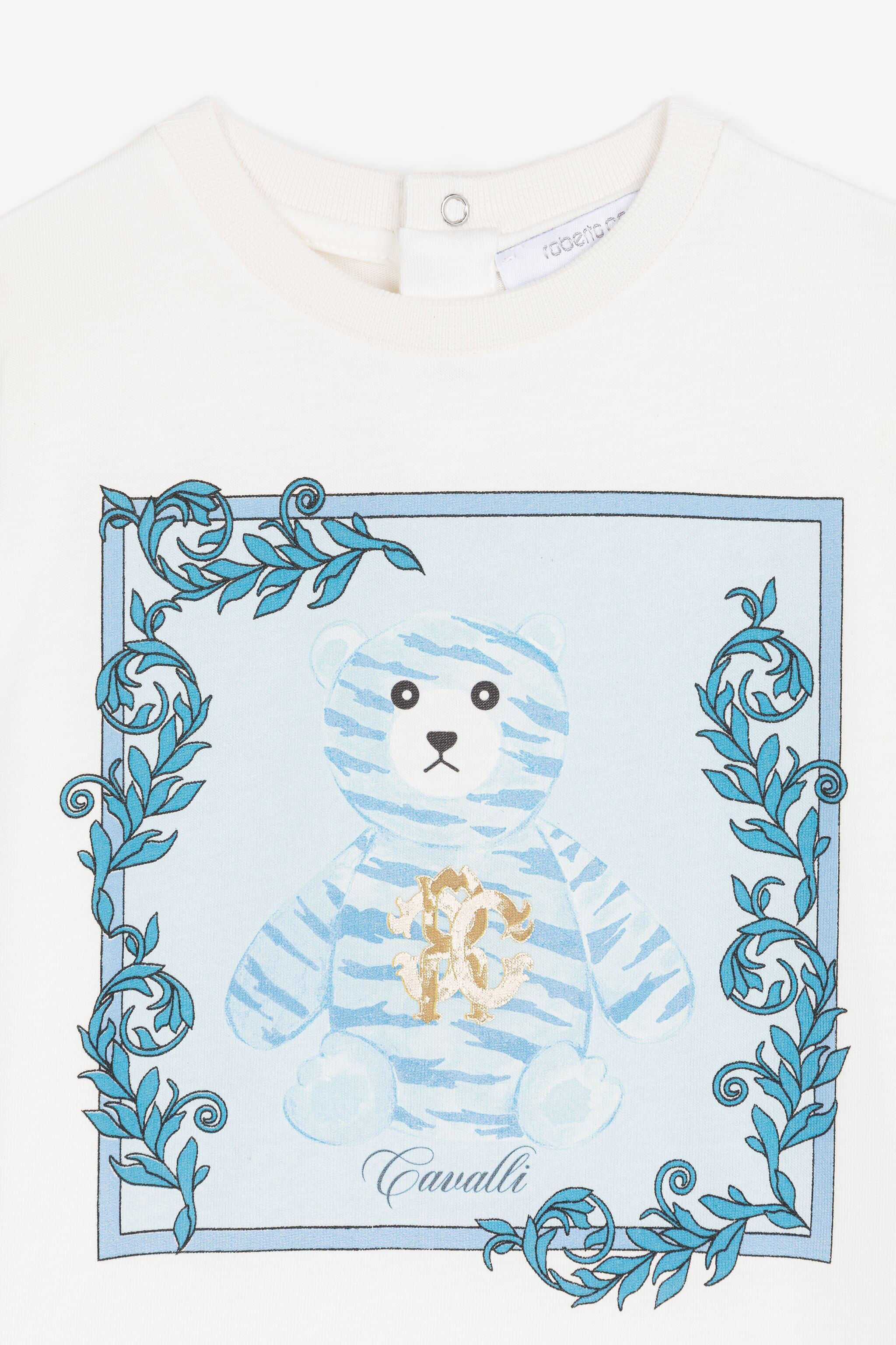 JU Bear-Print Cotton T-Shirt White RJT617-JD001