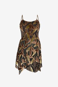 ${brand} Mini-robe transparente couleur chocolat à motif feuillage ${colorDescription} ${masterID}