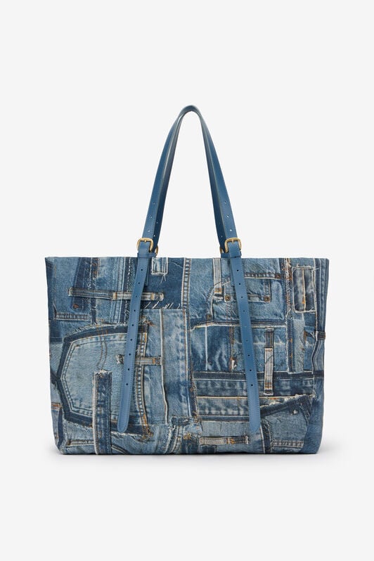 RC Denim Patchwork Print Shopping Bag JEANS WKB001-DLL01