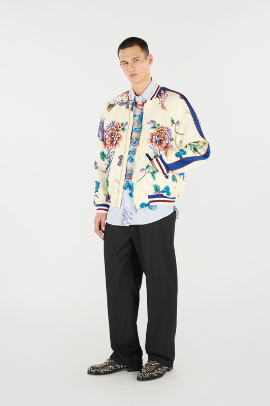 RC Shirt with Dragon, Flowers and Butterflies WHITE LIGHT BLUE VRT722-CH106