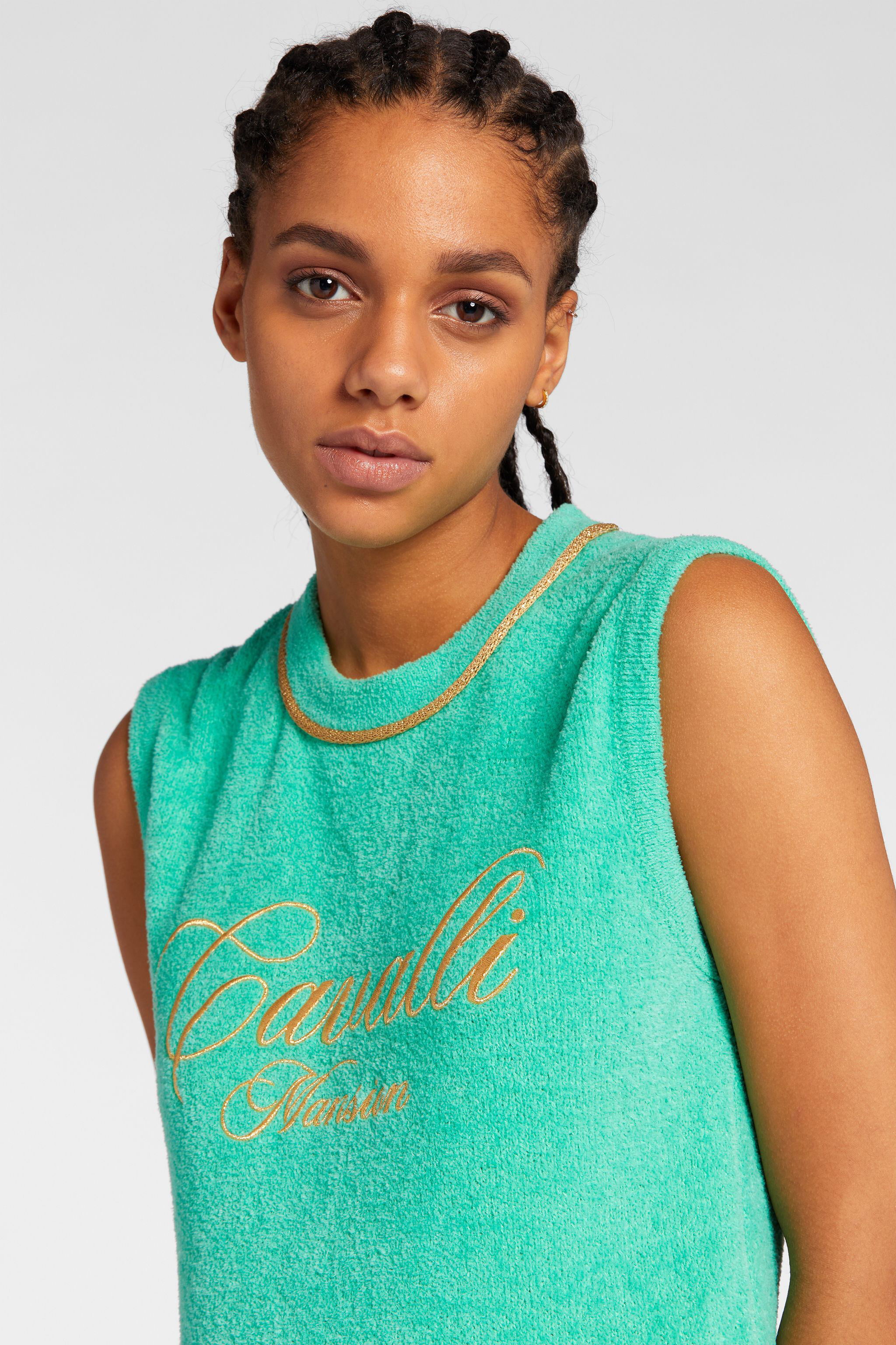 RC Logo-Embroidered Sleeveless Top Light blue OKM613-MR001
