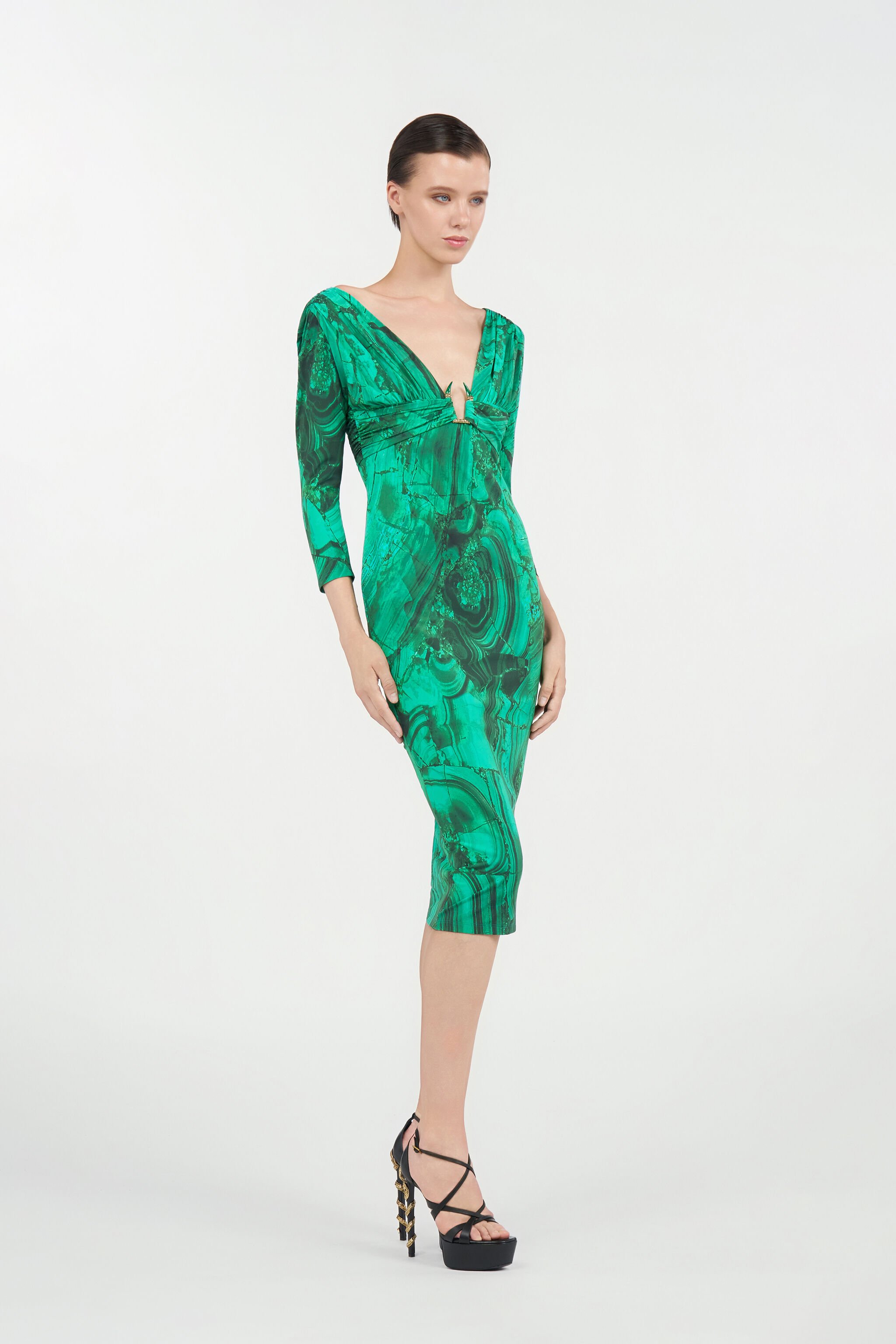 RC Malachite Print Midi Dress VERDE SMERA.175335 TKT139-LNN06