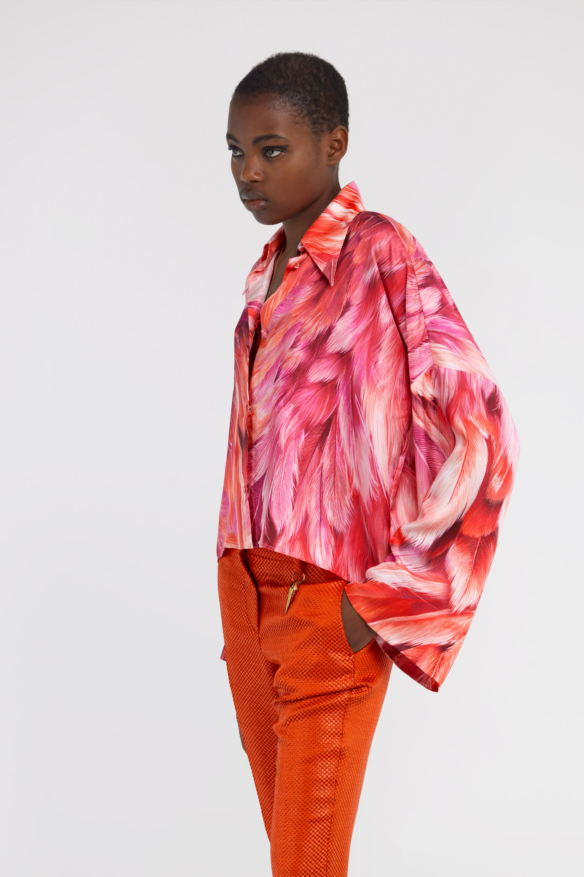 RC Plumage print shirt Fuchsia SWT705-4QL71