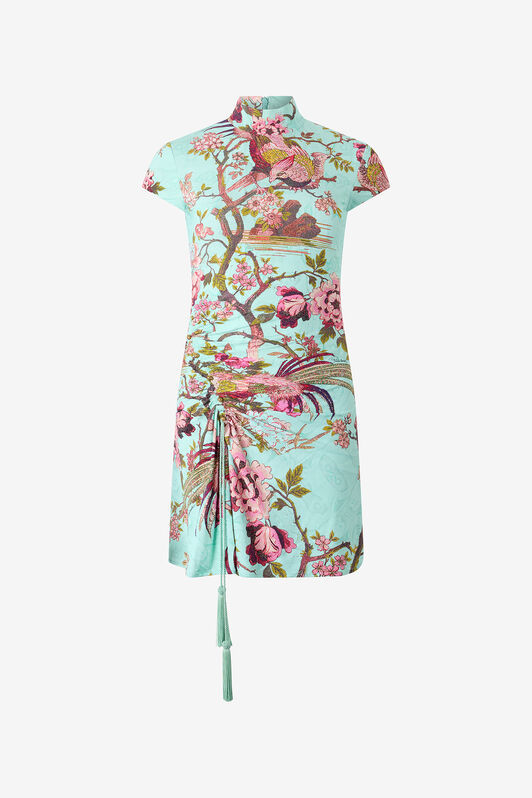 RC Mini Dress with Naturalistic Pattern Azul/Rosa VKT143-LNP76