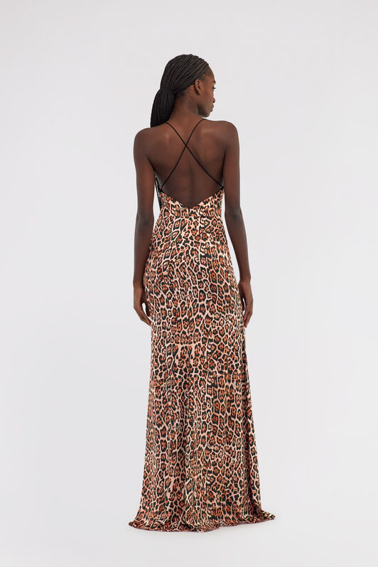 RC Slip dress with Leopard print Braun NOT10E-FXM81