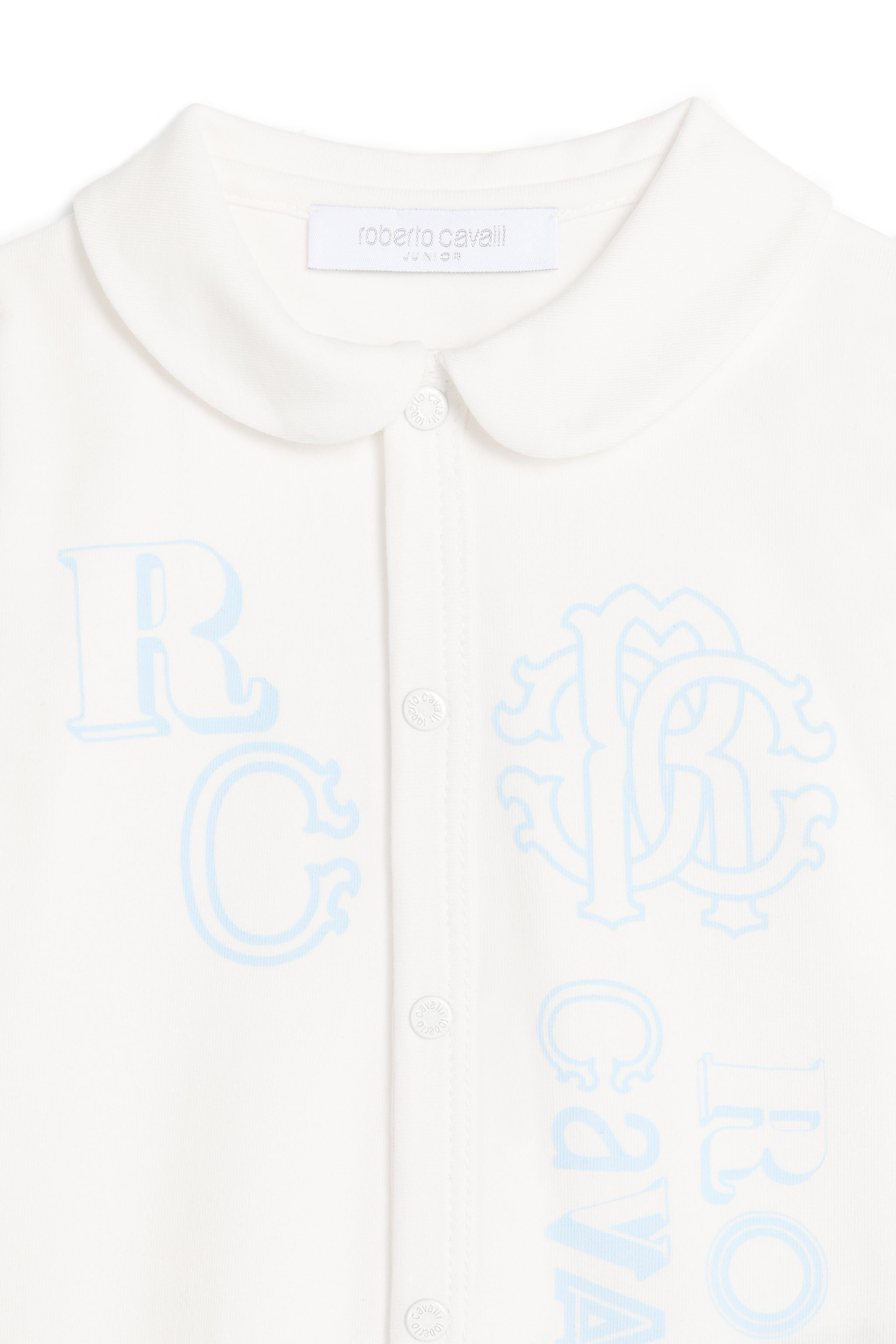 JU RC Monogram-Print Babygrow MILKY WHITE/BABY BLU MJT80E-JV025