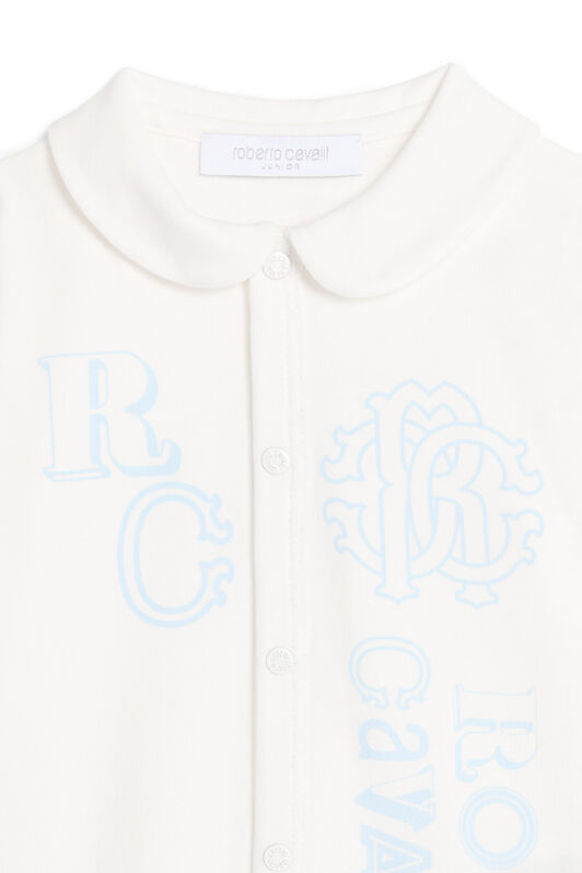 JU RC Monogram-Print Babygrow JU RC Monogram-Print Babygrow MILKY WHITE/BABY BLU MJT80E-JV025