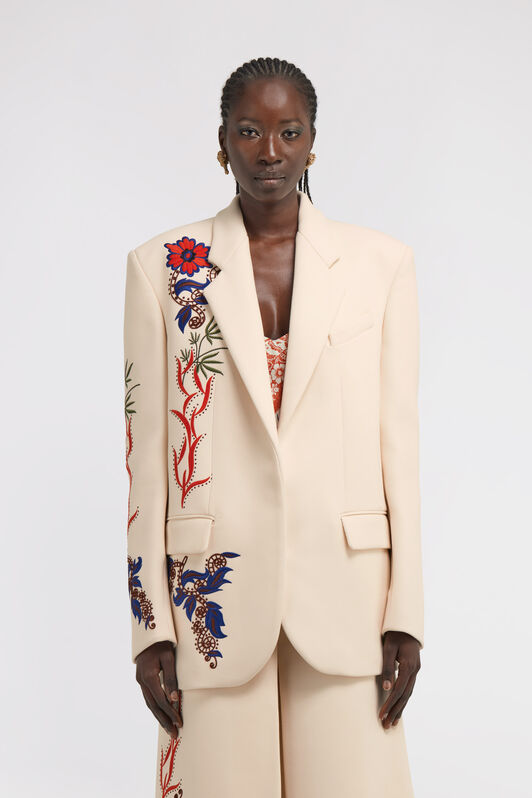 RC Floral Print Jacket Ivory TKR402-VI037