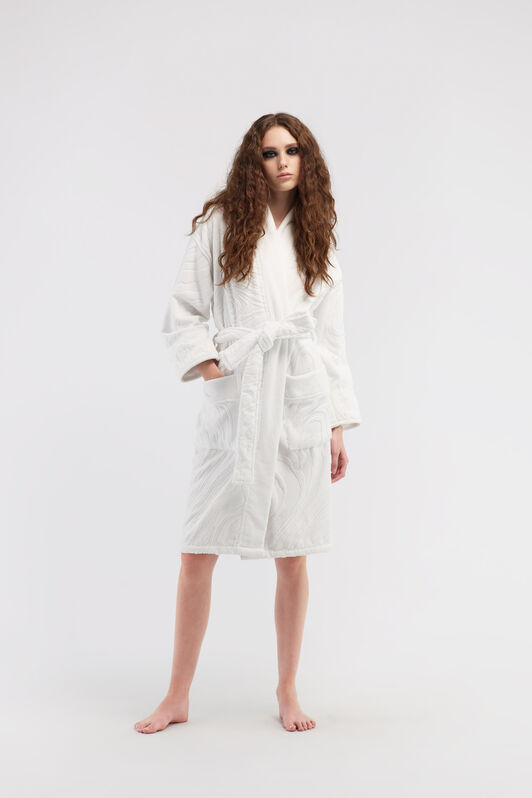 HO Crystal Snakes terry cotton bathrobe. White RALM39-IM039