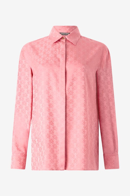 RC Silk Blend Shirt with Mirror Snake Monogram Print Pink VKT704-RK010
