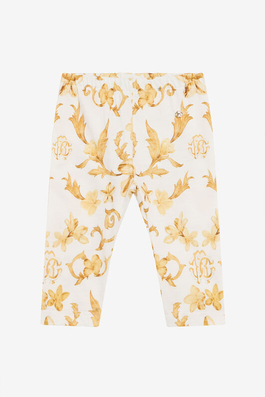 RC Gold Arabesque Print Trousers WHITE/GOLD TJT207-JFN37