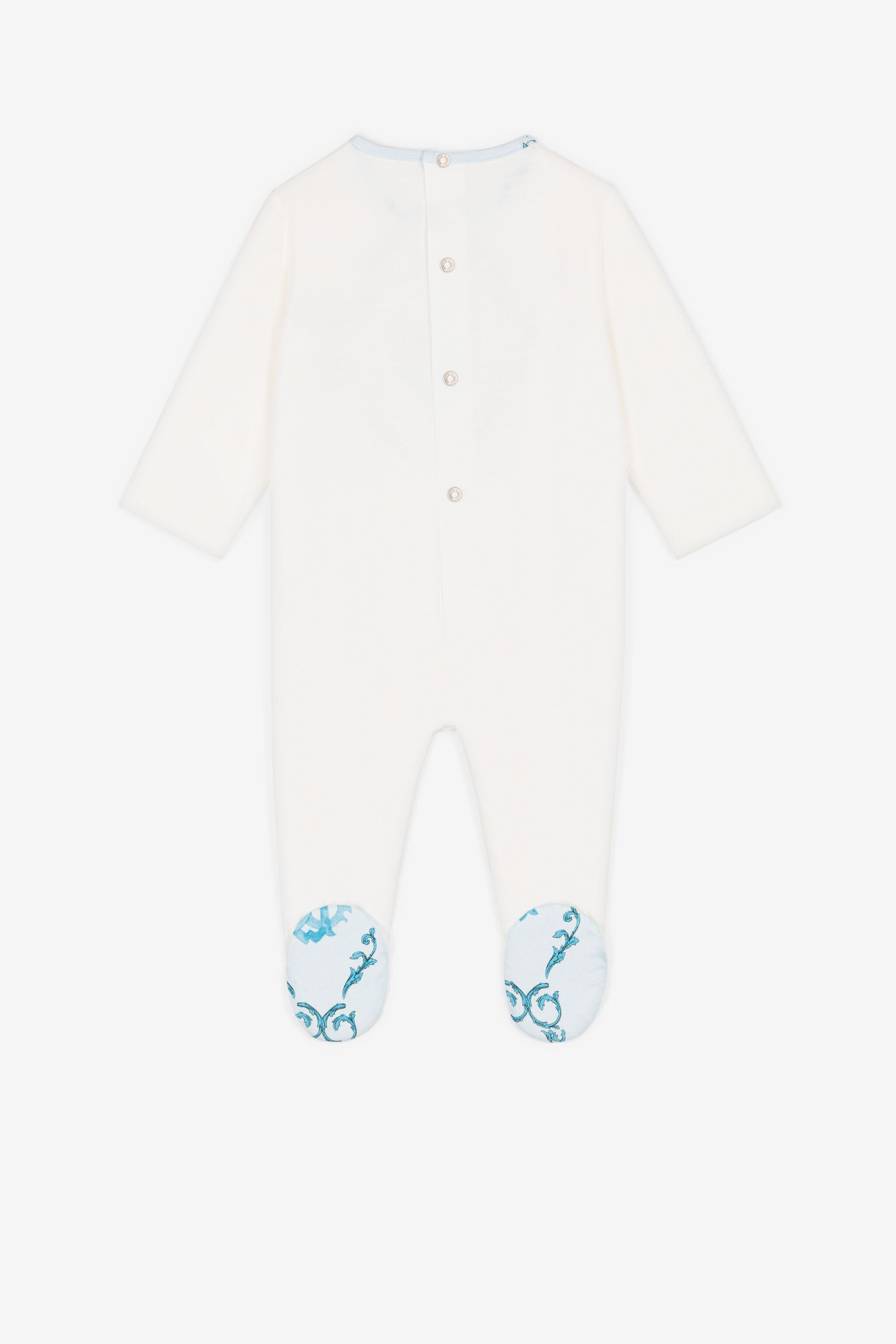 JU Monogram-pattern cotton babygrow set Light blue RJT853-JD001