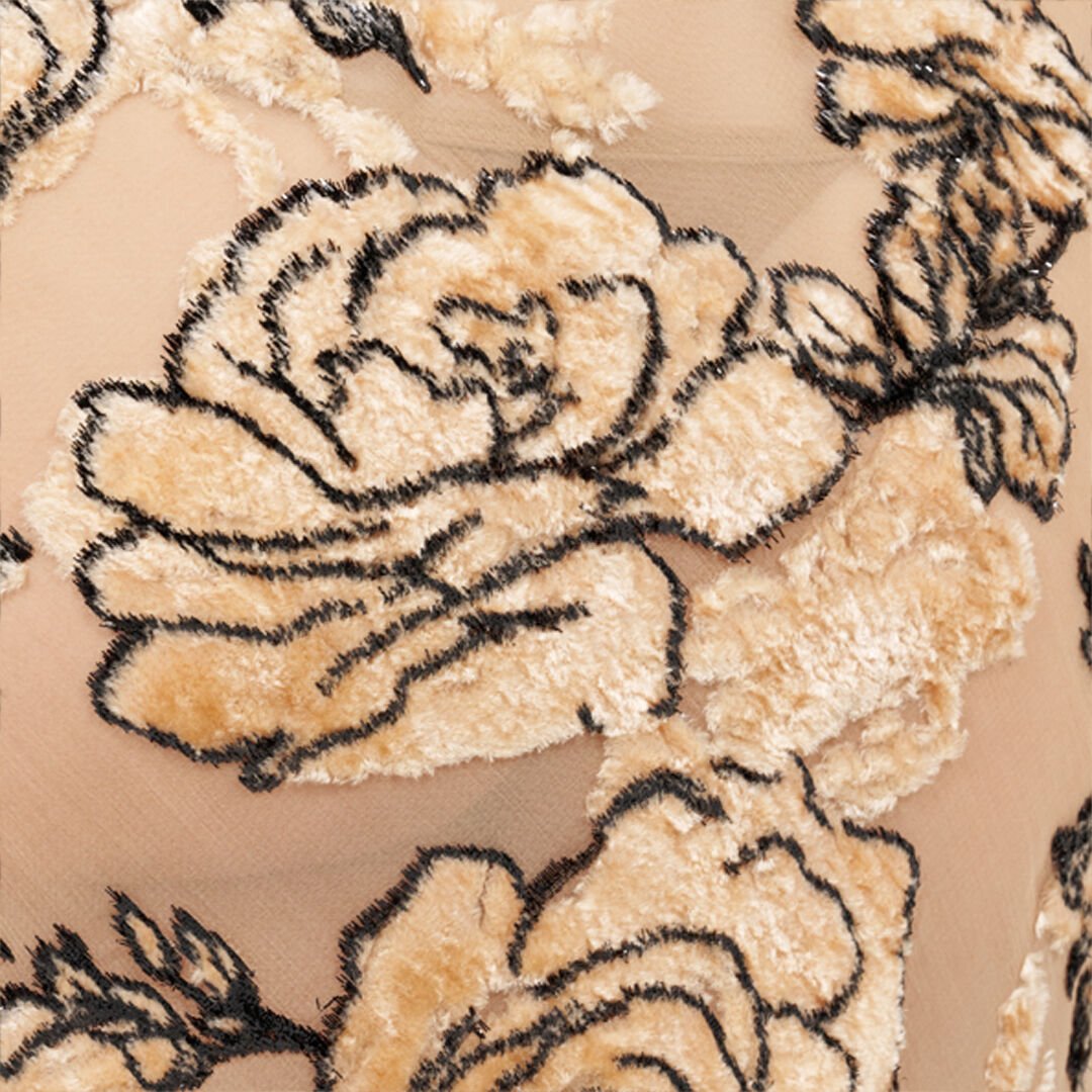 RC Floral Devoré Silk Dress Mini ROSA/NERO VKT118-FC008
