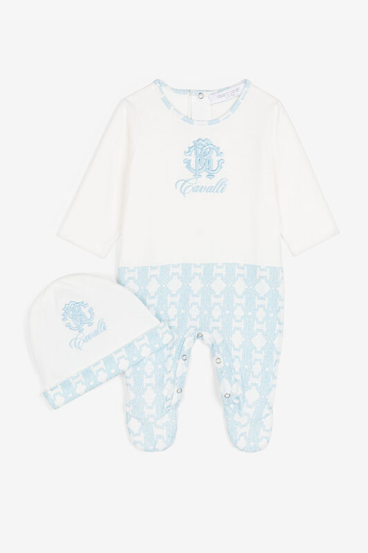 JU RC Monogram-Embroidered Babygrow Set Light blue RJT838-JD001