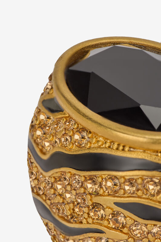 RC Cocktail Ring with Crystals and Tiger Skin Pattern RC Cocktail Ring with Crystals and Tiger Skin Pattern Gold VKG030-AM011