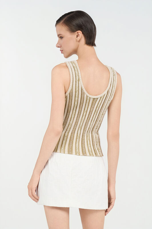RC Striped Lurex Knit Top IVORY/GOLD WKM601-MO010